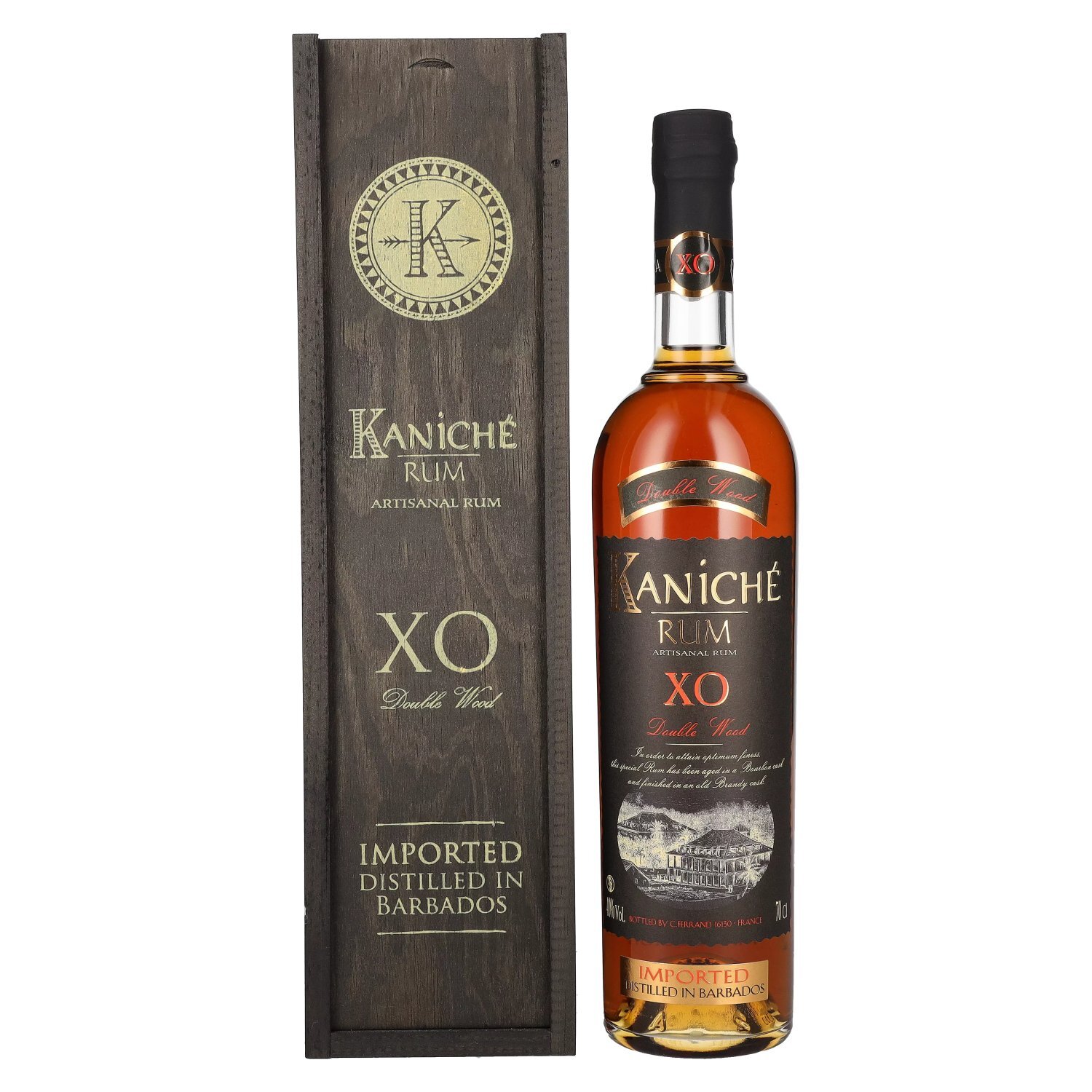 Kaniché Rum XO Double Wood Artisanal Rum in cassa di legno