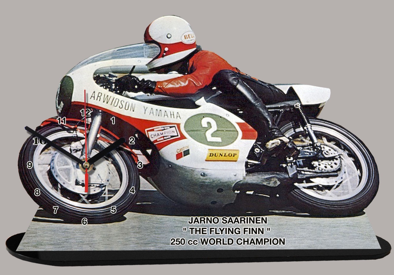 Horloge silencieuse Yamaha Moto GP Jarno Saarinen déco murale sans tic-tac