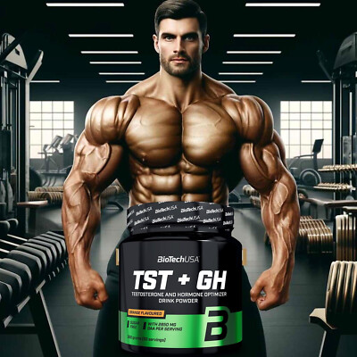 Booster Musculaire BIOTECH TST + GH Poudre 300g - Saveur Orange, Sans Gluten