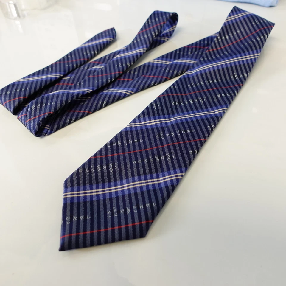 Галстук мужской синий в полоску Repp шелк простой алфавит узкий счастливый TRONE Япония - Изображение 4 из 4