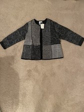Coldwater Creek Black  White Tweed Patch Jacket Long Sleeve Size L
