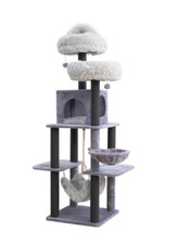 63-inch 7-Level Modern Cat Tree Tower w/ Shag Beds Hammocks Plush Condo, Gray