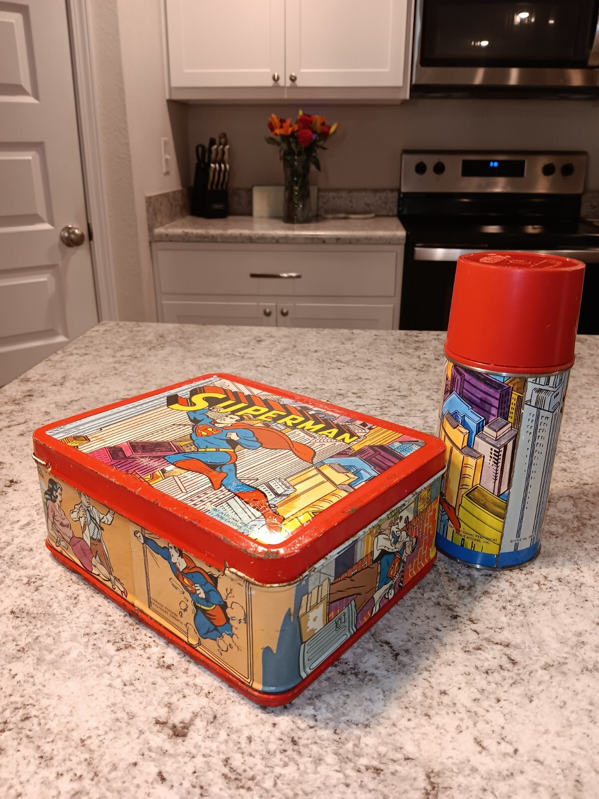 1967 Superman Canadian Lunch Box & Thermos * Vintage * Lunchbox tin kit