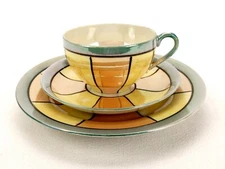 3 Pc Bread Plate, Cup & Saucer Set, Pearlescent  Fine Bone China, Made in Japan