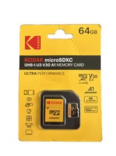 Kodak 64GB TF Micro SDXC Memory Card UHS-1 U3 V30 A1 Class 10 with  
