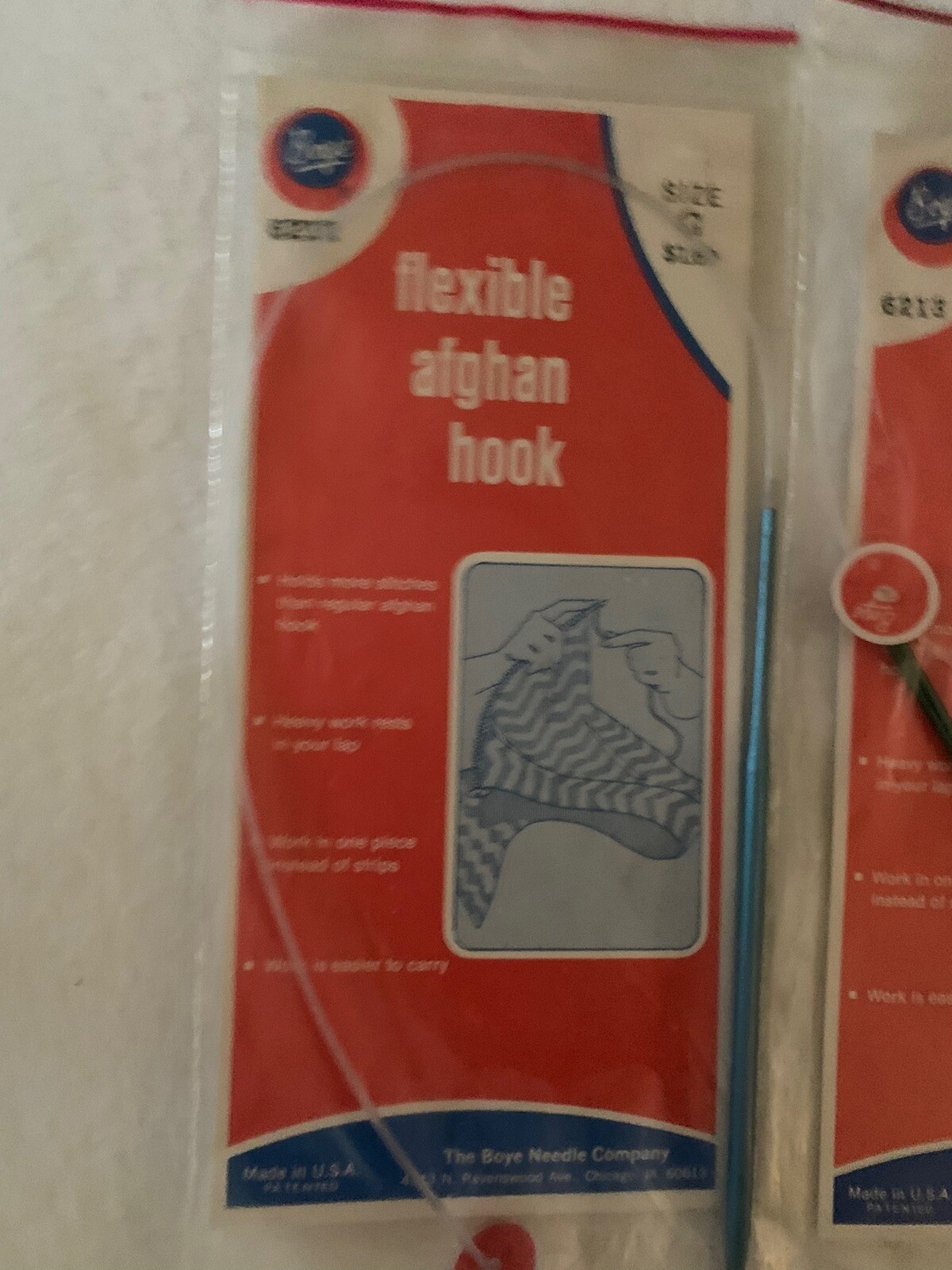 Boye Flexible Afghan Crochet Hook Set G H J K Vintage In Package See