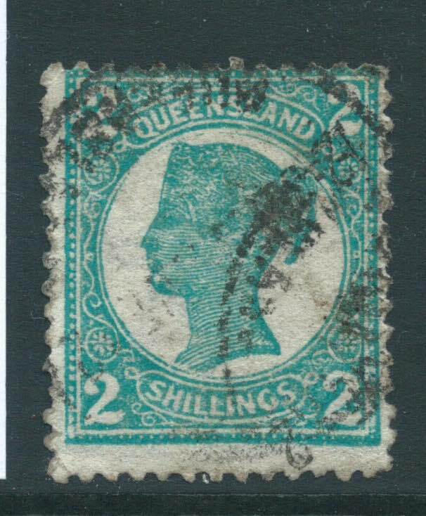QUEENSLAND Translated QV 1908 Ranking TOP9 SG300 2 - of turquoise-green wmk good used 33