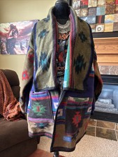 Handmade Upcycled Vintage Wool Pendleton Blanket Coat Periwinkle Teal *read*