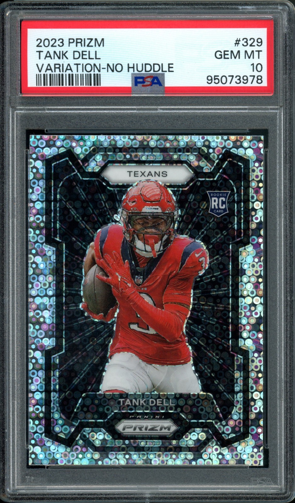 Tank Dell 2023 Prizm Variation No Huddle #329 PSA 10 Rookie RC Houston Texans