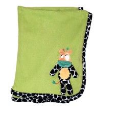 Nuby 3D Giraffe Cow Baby Green Security Lovey Blanket 38" X 31"