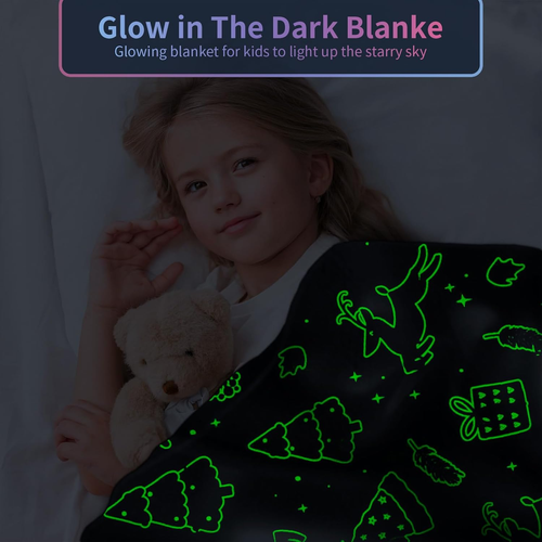 Christmas Blanket for Girls, Glow in the Dark Blankets for Girls Kids Blankets f - Picture 2 of 12