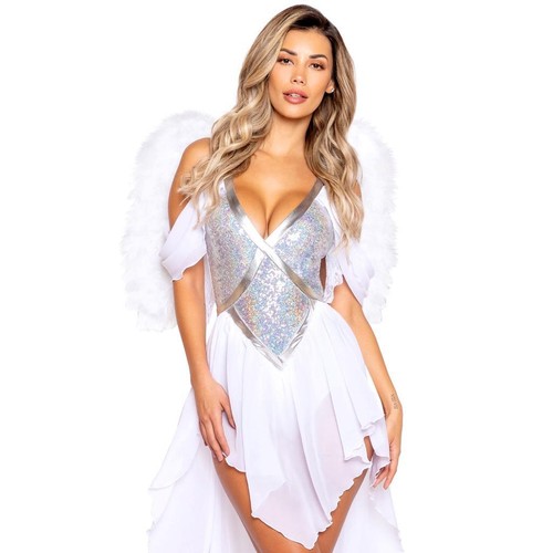 Angel Goddess Costume Shimmer Sequin Bodysuit Flowing Skirt Draped Sleeves 4967 - Picture 1 of 5