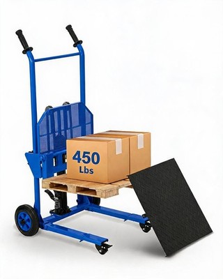 450Lbs Hydraulic Manual Stacker, Q235 Steel Hand Lift Truck 1.5-36in Lift Height