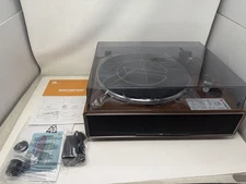 1 by ONE High Fidelity Belt Drive Turntable with Built-in Speakers-walnut