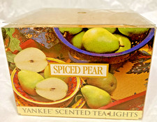 Box of 12- Yankee Candle --SPICED PEAR-- Scented Tea Lights RARE New FREE SHIP