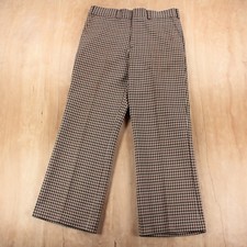 vtg SEARS Kings Road Ban-Rol plaid stretch polyester bootcut pants 34 short