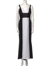 Carmen Marc Valvo Colorblock Pattern Sleeveless Long Black Formal Dress Sz Large