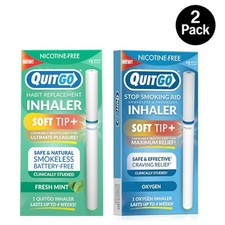 QuitGo Soft Tip Inhaler 2 Pack Fresh Mint Oxygen Natural Quit Smoking Habits