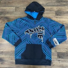 MONGOOSE BMX Full Zip Up Retro Blue Hooded Sweatshirt Hoodie Boys Size XL