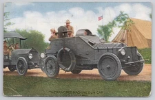 WWI 1910s US Army Armored Machine Gun Car Soldiers Military Vehicle Postcard