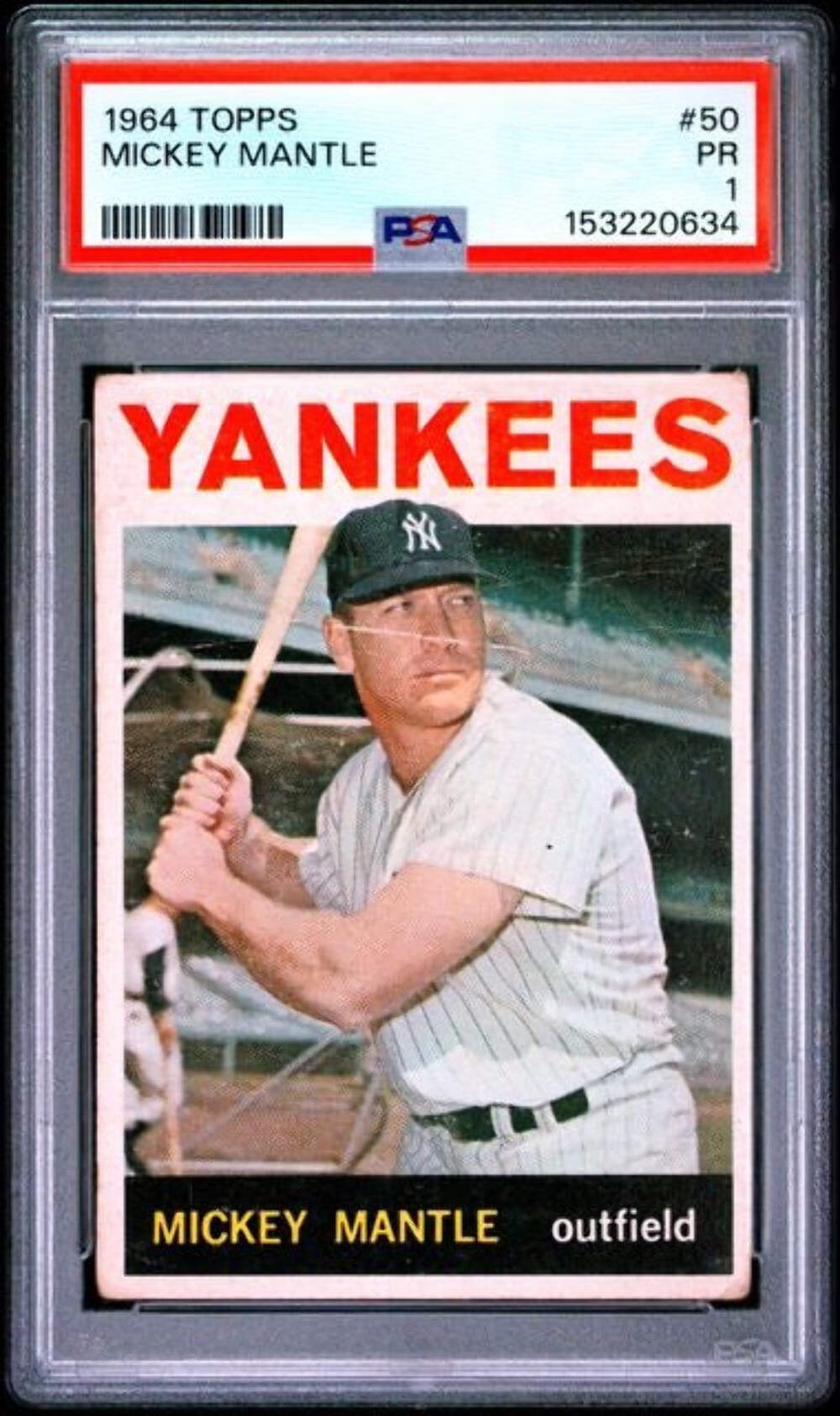 1964 Topps #50 Mickey Mantle PSA 1