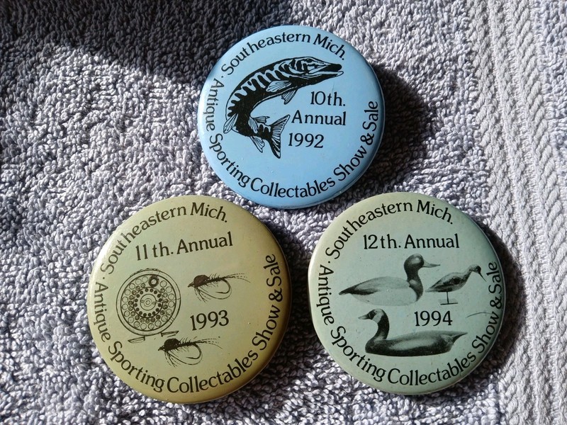 3 Southeastern MI Antique Sporting Pinback Pin 2.25” Button Vintage Very Good