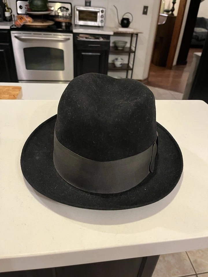 Sombrero Fedora Vintage Dobbs Piel Fieltro Negro - Talla 7 Foto 4 de 4