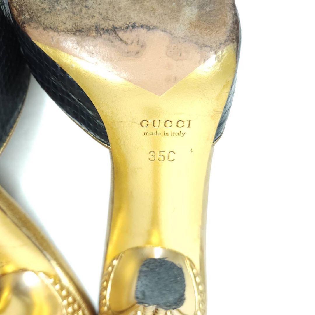 Rare GUCCI Python Embossed Mules Heels 35C Navy G… - image 12