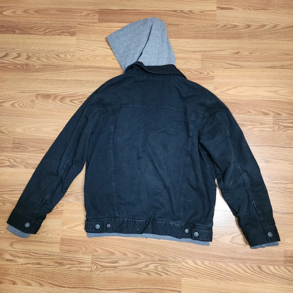 Chaqueta de Colección Fox Deluxe Para Hombres X Grande Negra Gris Con Capucha Denim Prendedores Y2K Grunge Foto 2 de 4