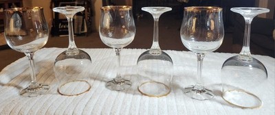 Geneve Wine Glasses Gold Rimmed Fine Lead Crystal Set Of 6 By Bohemia