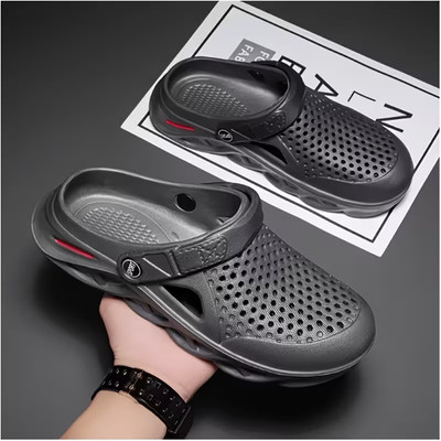 Herren Gartenclogs Gr. 42 Grau Clogs Gartenschuhe Hausschuhe Badeschuhe EVA NEU