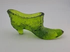 Fenton Colonial Green Daisy And Button Glass Slipper Shoe Dish