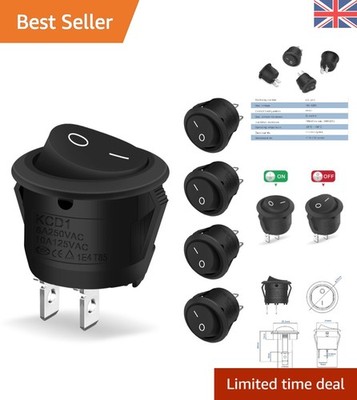 Einfache Installation 5er-Pack schwarze runde Kippschalter - 2-polig, SPST, für verschiedene Anwendungen