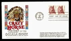 DR WHO 1982 FDC INDIAN CRAZY HORSE PAIR HAND COLORED CACHET R70091