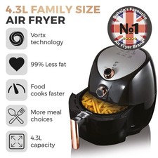 Tower 4.3L Manual Air Fryer T17021RG Black Rose Gold Edition
