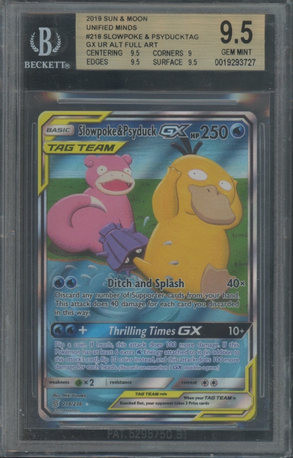 Pokemon TCG Slowpoke & Psyduck GX 218/236 Alternate Art Unified Minds BGS 9.5