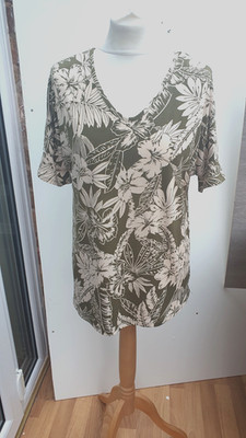 Kim & Co Wendetop Flatterärmel Brasilien Jersey Oliv Sand Neu Größe M