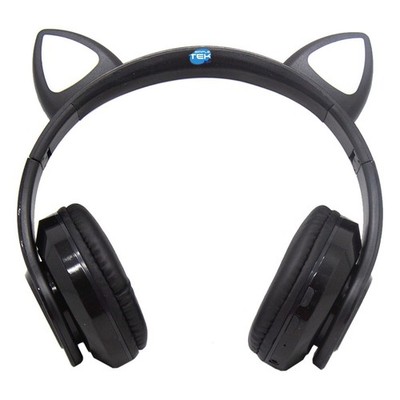 Kabellose Schwarze Kopfhörer Mit Katzenohren RGB Zusammenklappbar Bluetooth