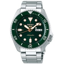 SEIKO 5 Sports SRPD63K1 Mens Automatic Watch 100m Green Dial Stainless Steel