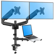 MOUNTUP Dual Monitor and Laptop Mount, Gas Spring Monitor Stand for 2 Max 27"...