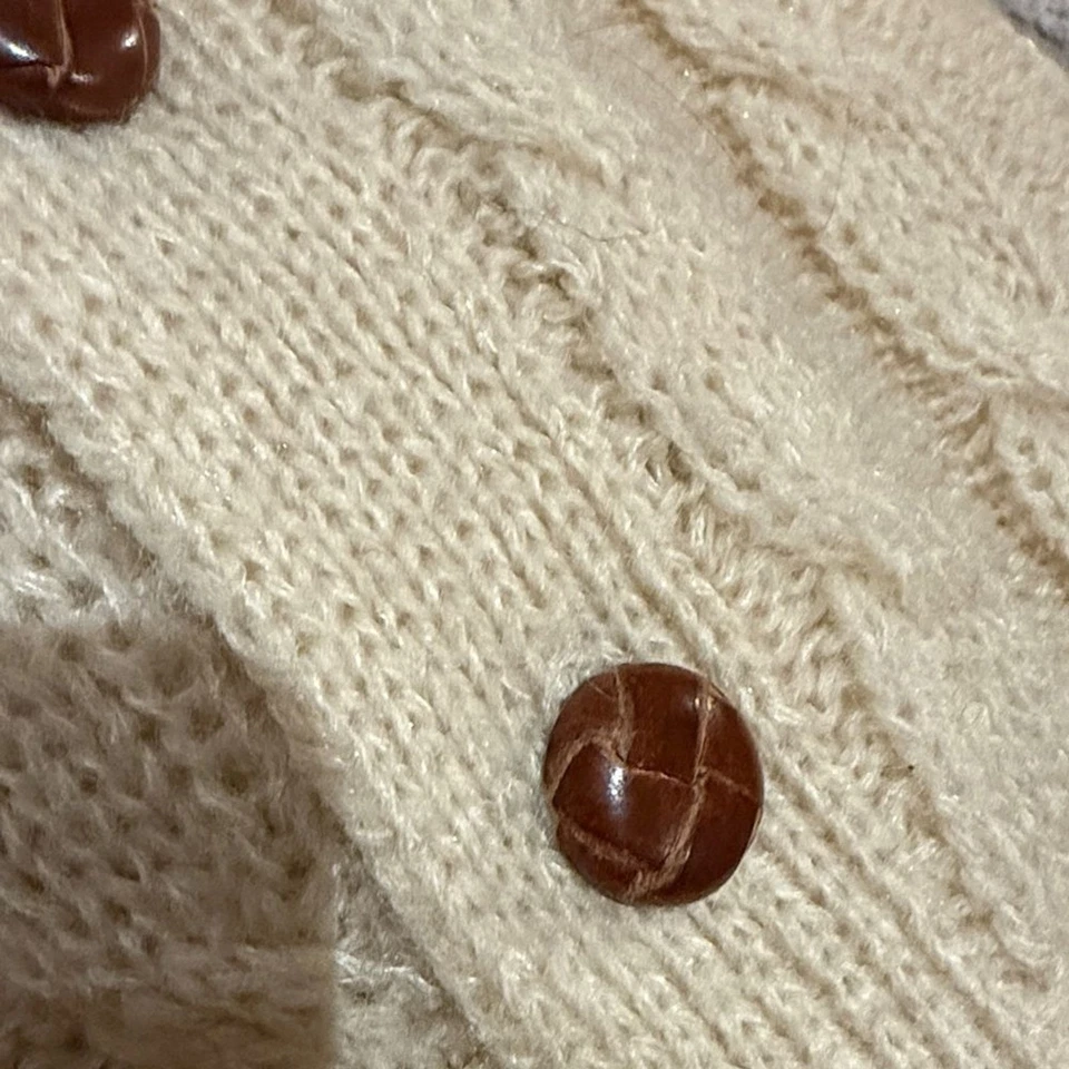 Cárdigan Christian Dior Monsieur Clásico Beige Tejido con Cable Abuelo L Marfil Foto 4 de 4