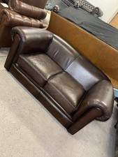 Saxon Hampton Brown Real Leather Two Seater Sofa 2 Available