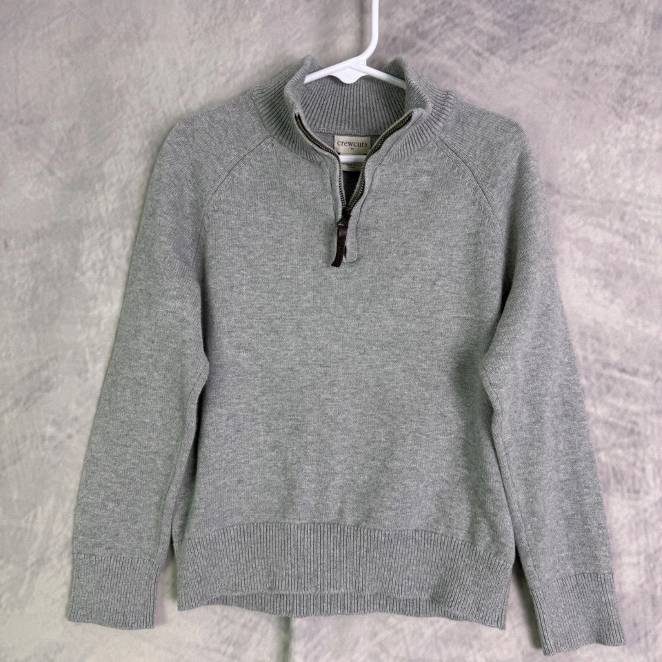 Suéter Crewcuts J.Crew Gris 1/4 Cremallera Niños Niños Talla S 6-7 Preppy Heritage Algodón Foto 2 de 4