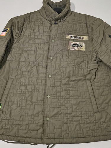 Nike Seattle Seahawks Salute To Service Button Jacket Womens XL Olive Green NWOT - Picture 2 of 13