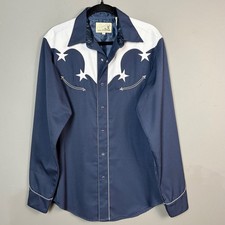 VTG 1970s Western Snap Shirt M Star Arrow Yoke Rockabilly Cowboy Roper