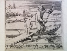 Original Radierung von 1929, R. Schiestl "Herzlichen Glückwunsch im neuen Jahr"