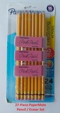 Paper Mate Everstrong 2 Wooden Pencils Set 24 3 Pink Pearl Erasers Papermate