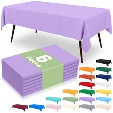 6 Packs Disposable Plastic Table Cloth, 54 x 108 Inch Waterproof Rectangle Ta...