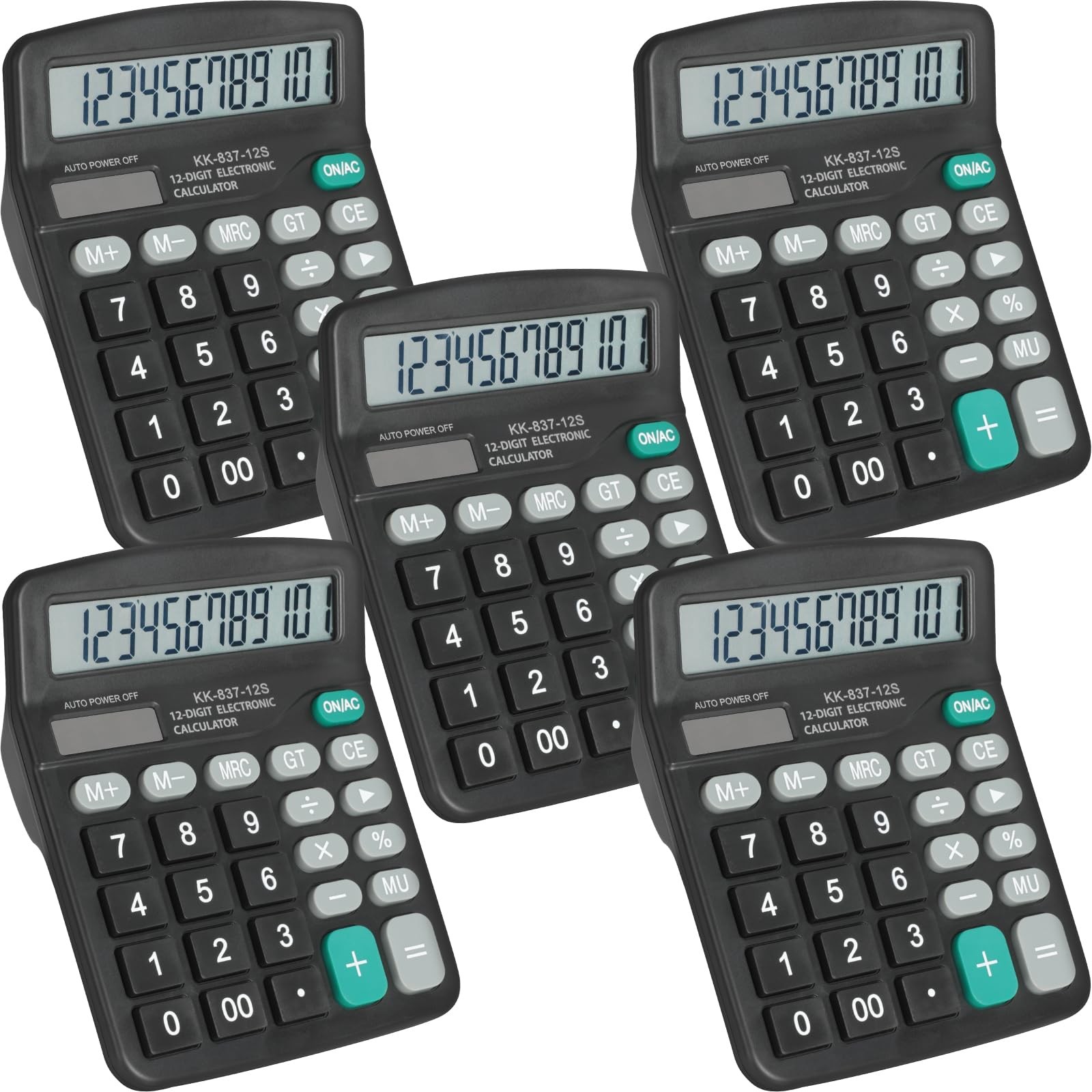 5 Pack Calculator Bulk, 12 Digits Calculators Desktop with Large LCD 5