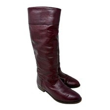 Vtg Lands End Mahogany Brown Leather Riding Boots Women's Size 9 Made in Italy